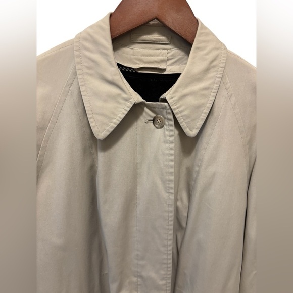 VTG London Fog Calibre Cloth Trench Coat Sz 16 Khaki Zip Out 100% Alpaca Lining - Picture 6 of 12